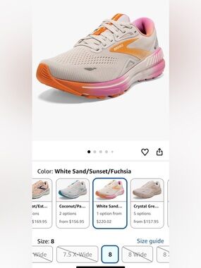 NWOT Brooks Women's Running Shoe — White Sand with Sunset Orange & Fuchsia